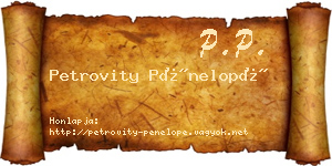 Petrovity Pénelopé névjegykártya